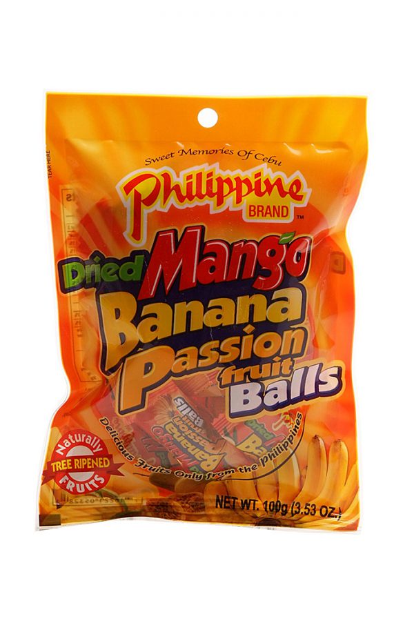 Philippine Brand Dried Mango Banana Passion Fruit Balls 100g