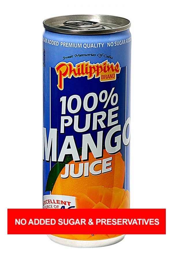NO ADDED SUGAR AND PRESERVATIVES Philippine Brand 100% Pure Mango Juice 250ml
