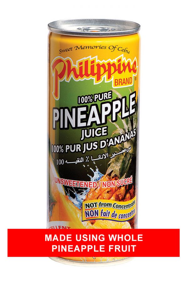 MADE USING WHOLE PINEAPPLE FRUIT Philippine Brand 100% Pineapple Juice 250ml