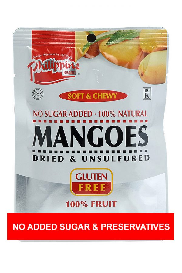 NO ADDED SUGAR AND PRESERVATIVES Philippine Brand Dried Soft and Chewy Mangoes 80g